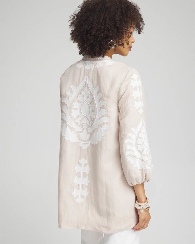 Embroidered Linen Blend Topper - image 3
